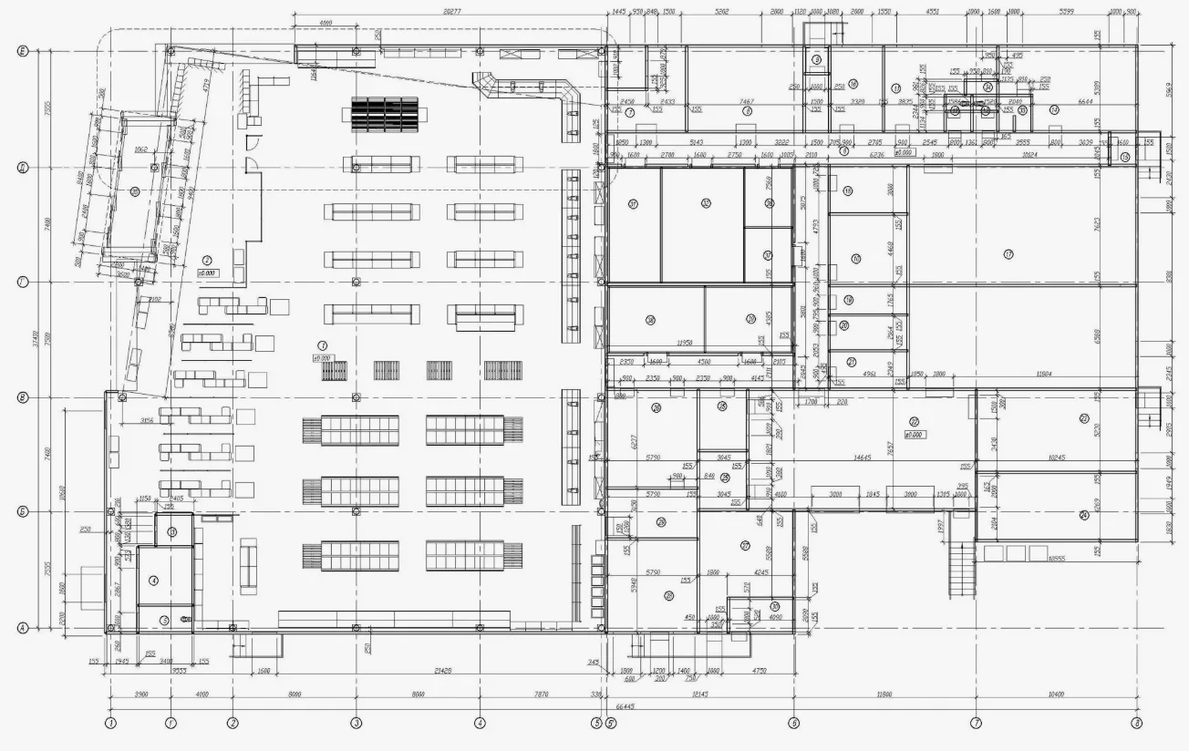 Обмерный план помещения в торговом центре с размерами